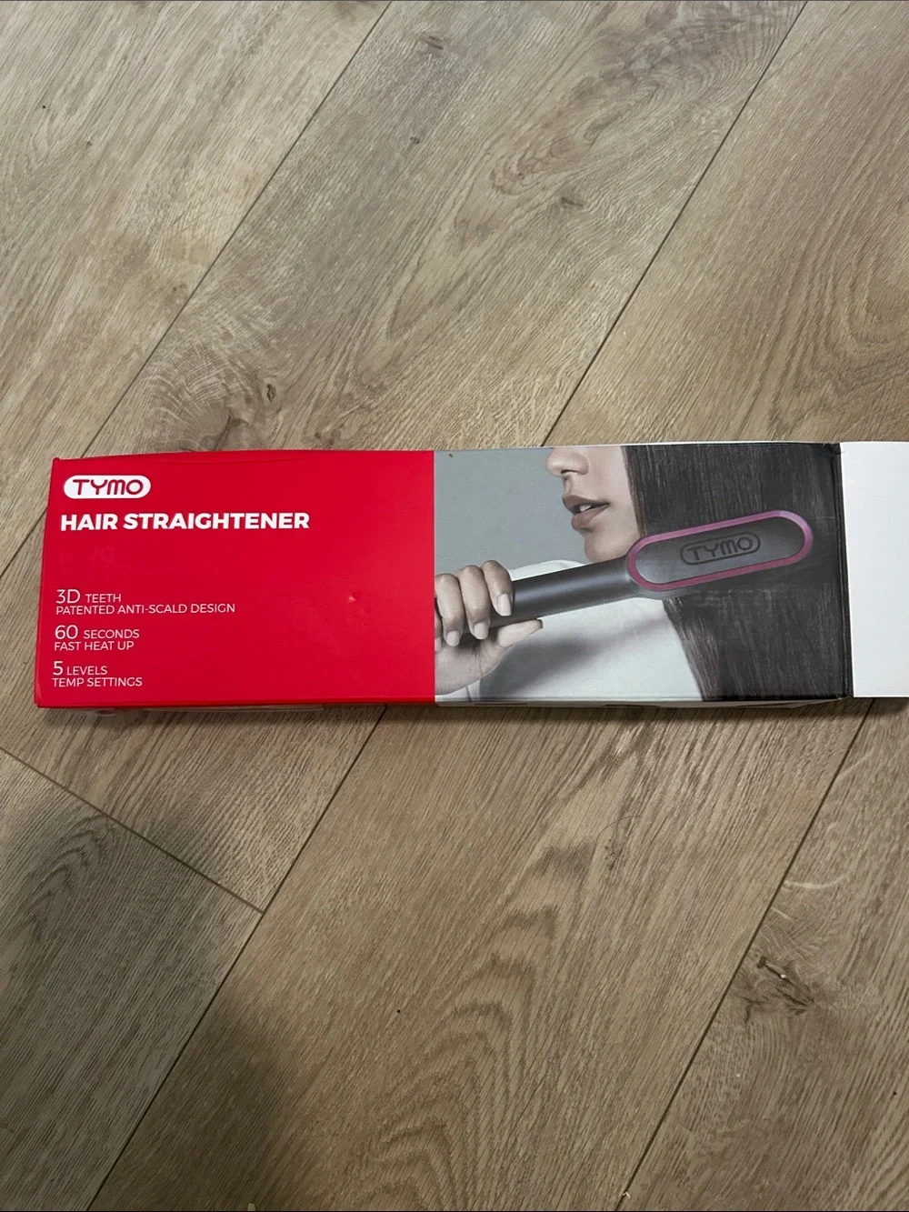 TYMO RING Hair Straightener Brush, Flat, grey, NWT Open box